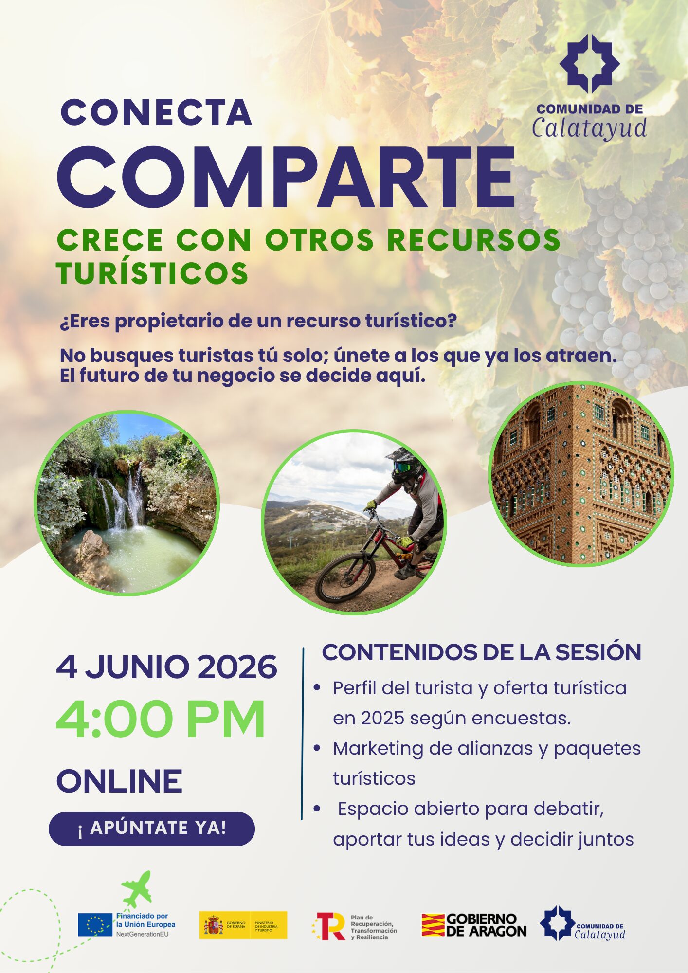 Jornada online «conecta, comparte y crece con otros recursos turísticos»